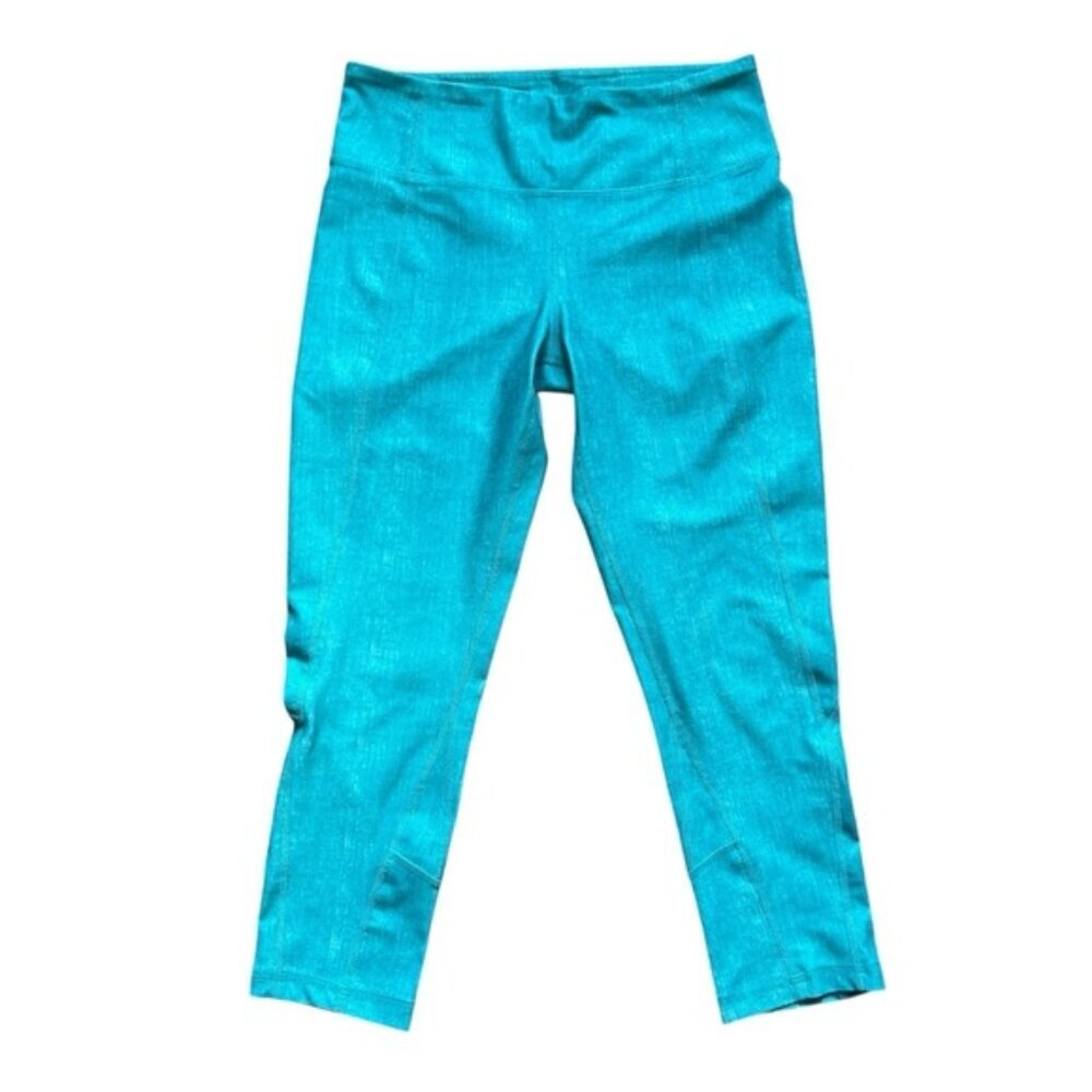 90 Degree By Reflex Aqua Blue Crop Yoga Leggings Athleisure Capri Pants - XS